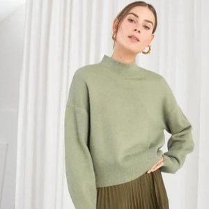 & OTHER STORIES Mock Neck Wool Sweater Sage Green {UU10}